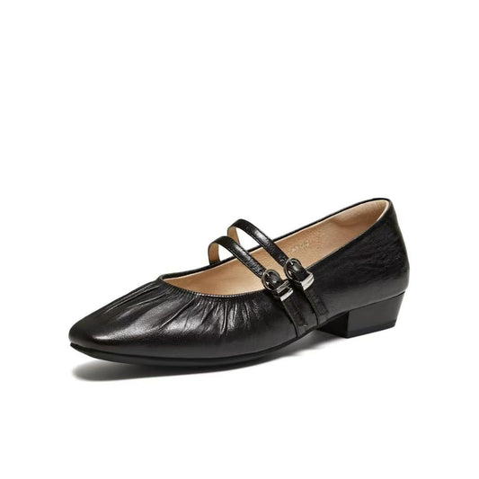 Double Strap Low Heel Mary Jane 黑色