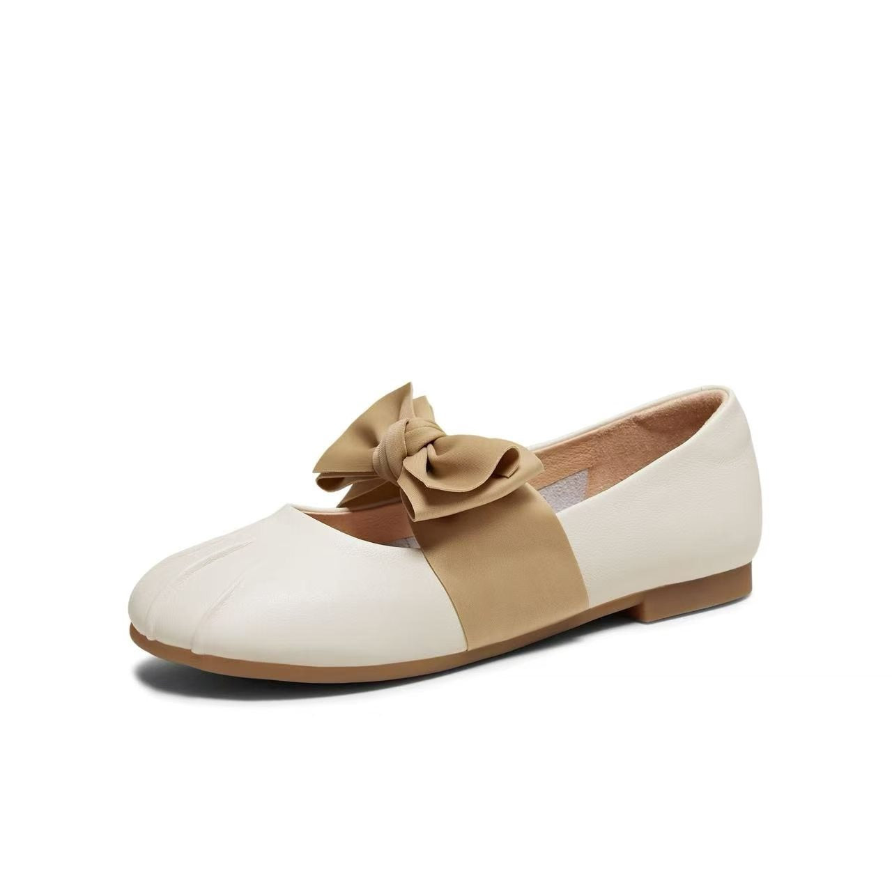 Color Block Bow Flat 白色