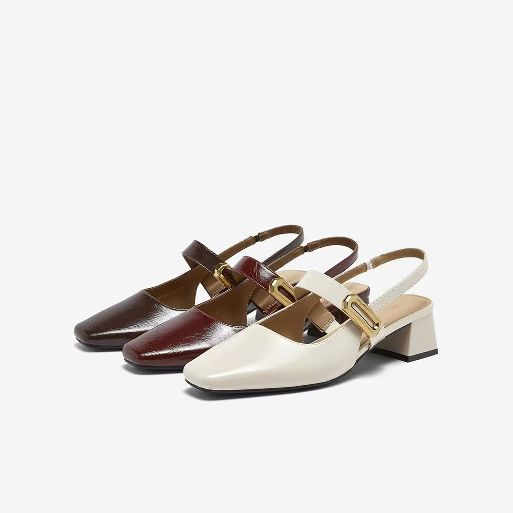 Multi Tone Slingback Mary Jane 酒红
