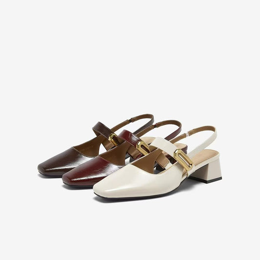 Multi Tone Slingback Mary Jane 酒红