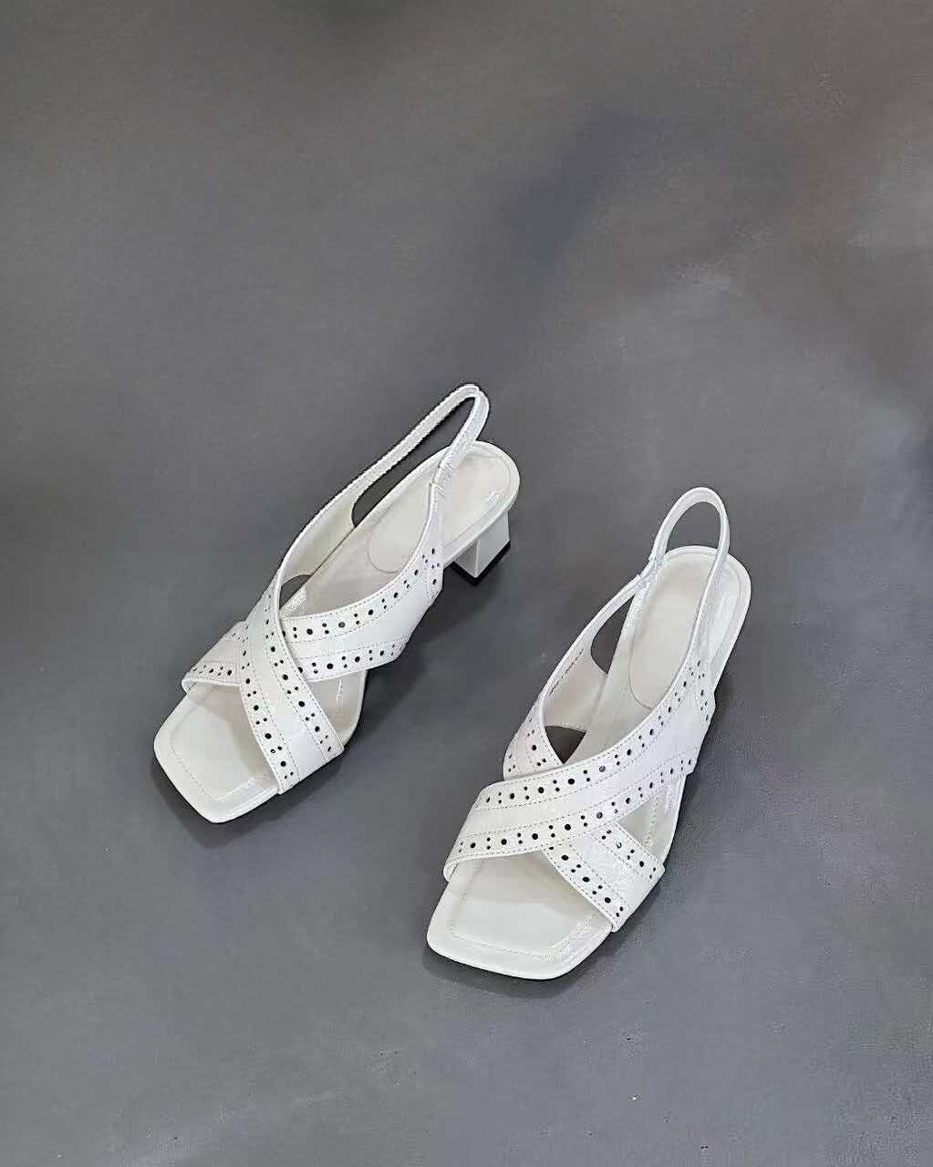 Crisscross Slingback Block Heel Sandals