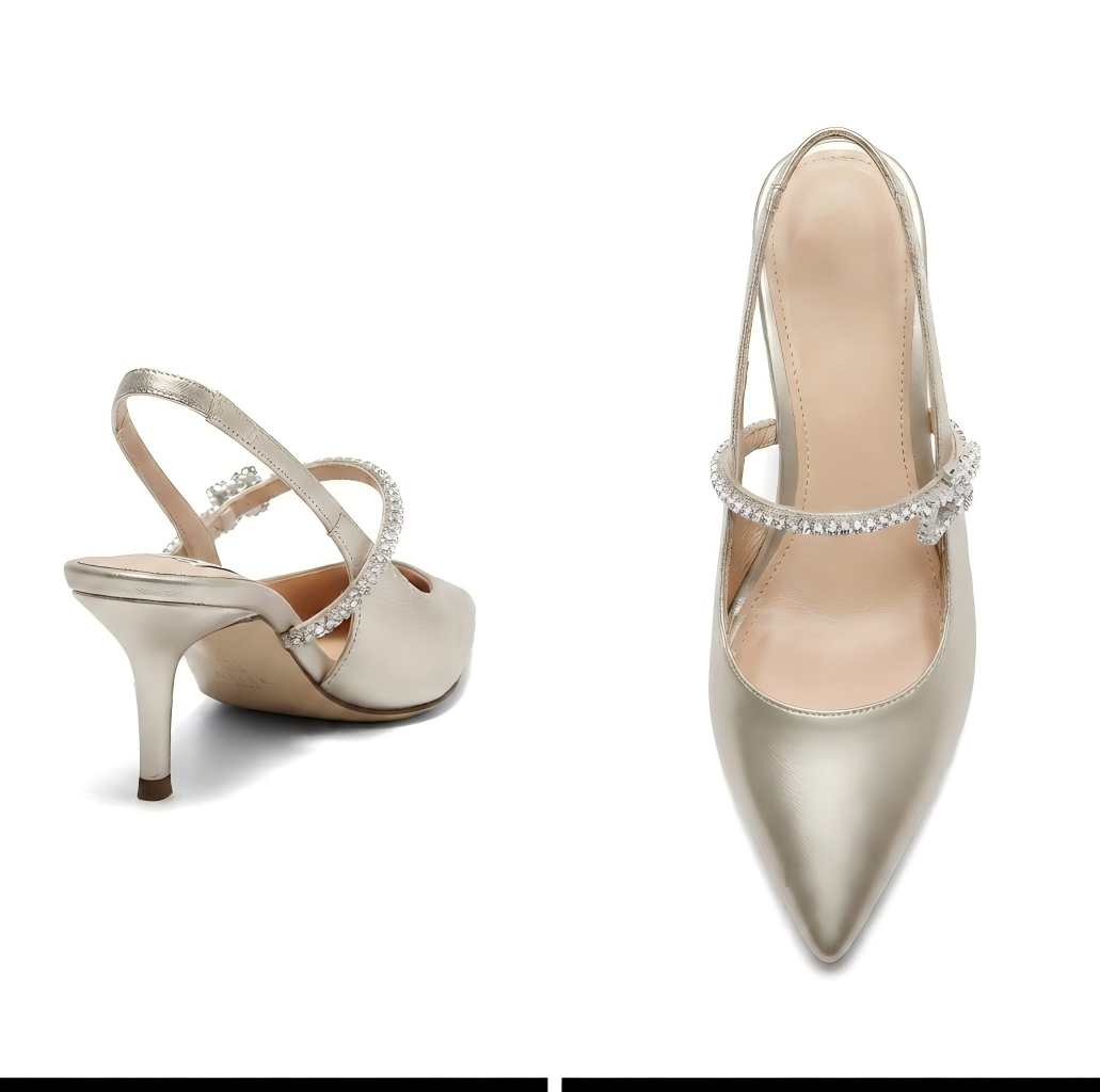 Pearl Strap Pointed Slingback Stiletto