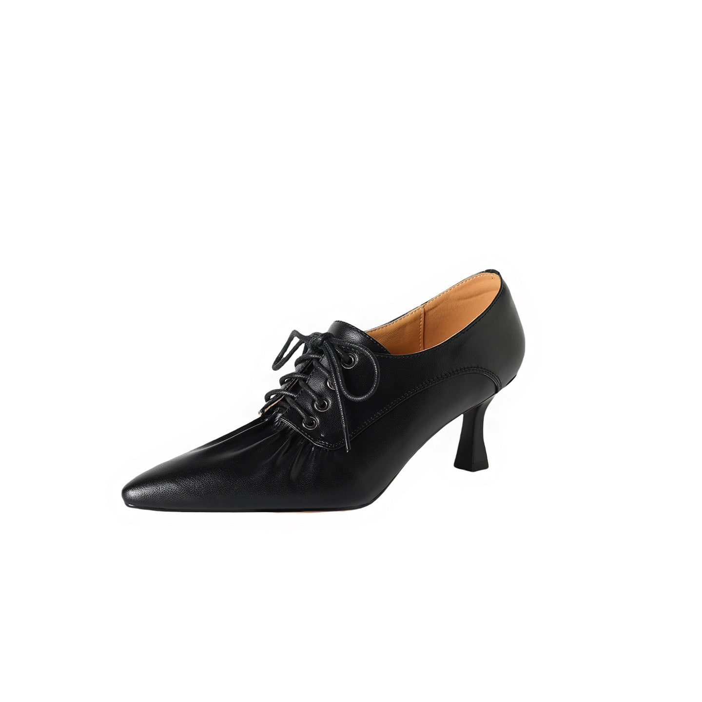 Lace-Up Pointed Heels - 黑色